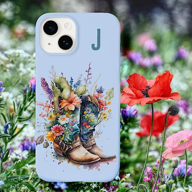 Cowgirl Boots and Wildflowers Monogrammed Case-Mate iPhone Case (Creator Uploaded)