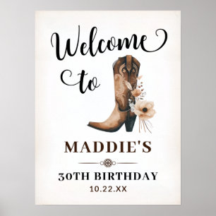Cowgirl Boots Birthday Sign Western Birthday Decor