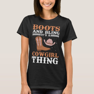Cowgirl Boots Bling Women Cute Love Country Life T-Shirt