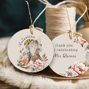 Cowgirl Boots Boho Floral Mis Quince Thank You  Favour Tags