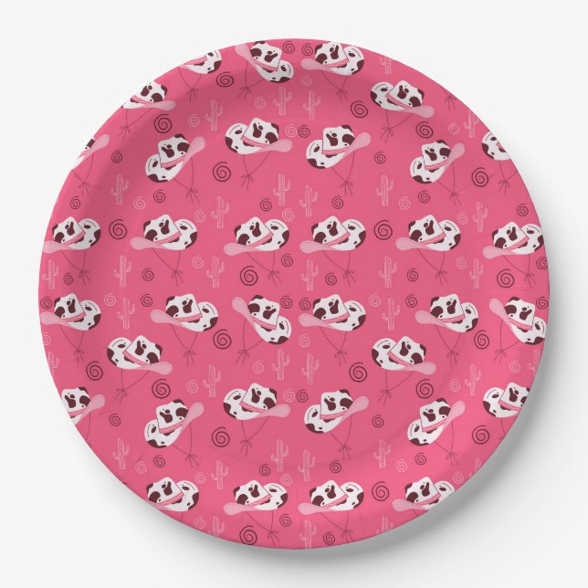 Cowgirl Boots & Cactus Western Pattern Paper Plate (Front)