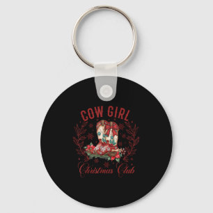 Cowgirl Boots Coquette Xmas Bow Western Howdy Chri Key Ring