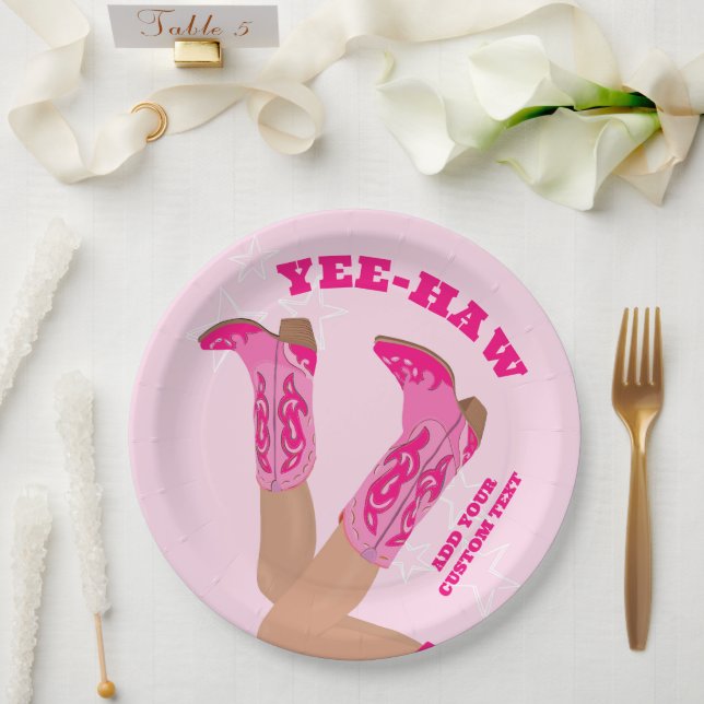 Cowgirl Boots Custom Personalized Paper Plate (Wedding)