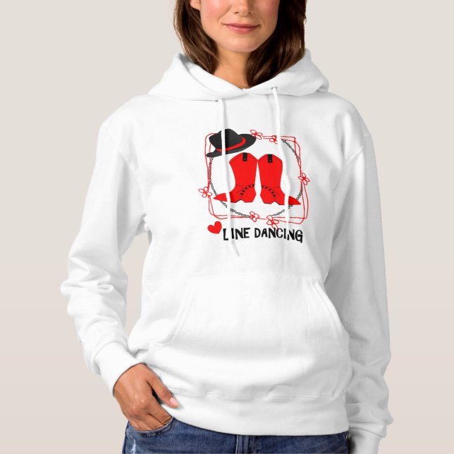 Cowgirl Boots Cute Line Dancing Theme Graphic Hoodie (Front)