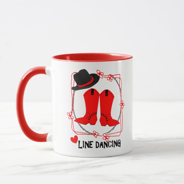 Cowgirl Boots Cute Line Dancing Theme Graphic Mug (Left)