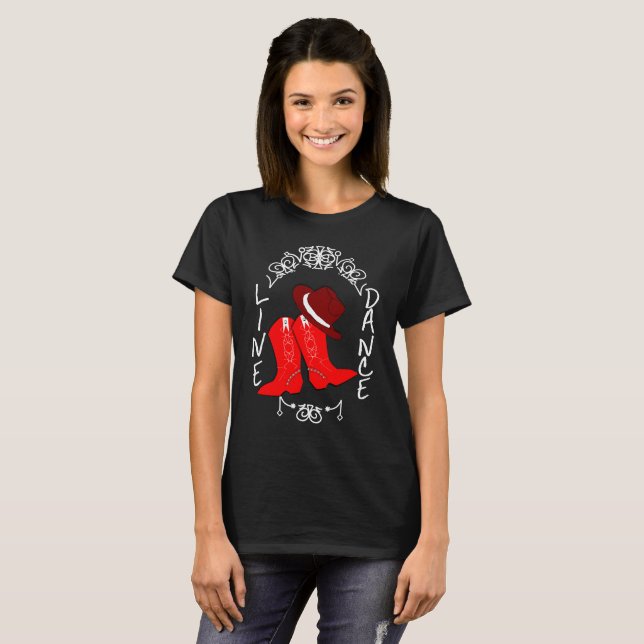 Cowgirl Boots Cute Line Dancing Theme Graphic T-Shirt (Front Full)