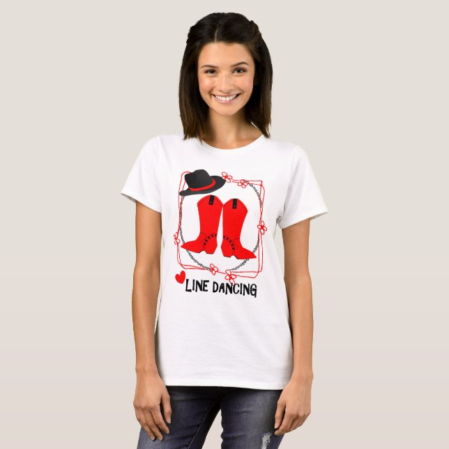 Cowgirl Boots Cute Line Dancing Theme Graphic T-Shirt (Front Full)