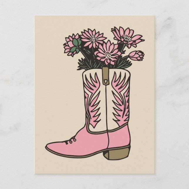 Cowgirl boots flowers postcard (Front)