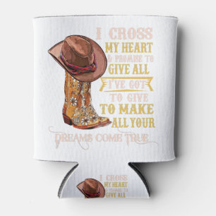 Cowgirl Boots & Hat I Cross My Heart Western Count Can Cooler