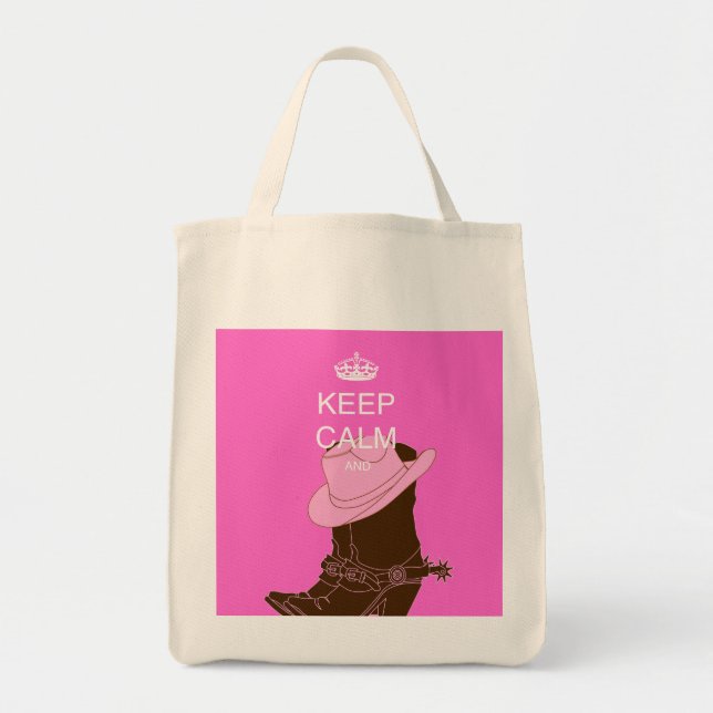 COWGIRL boots hat pink keep calm Tote Bag (Front)