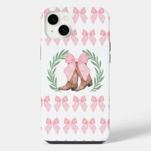 Cowgirl Boots Laurel Wreath and Pink Bows iPhone 14 Plus Case