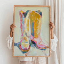 Cowgirl Boots Painting Decor, Western Ranch