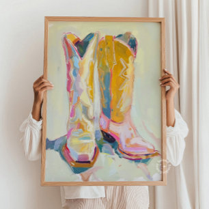 Cowgirl Boots Painting Decor, Western Ranch Poster