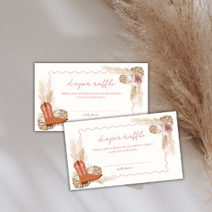 Cowgirl Boots Pampas Diaper Raffle Baby Shower Enclosure Card