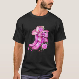 Cowgirl Boots Pink Baby Bow Preppy y2k Coquette T-Shirt