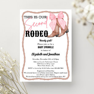 Cowgirl Boots Pink Bow Rodeo Second Baby Sprinkle Invitation