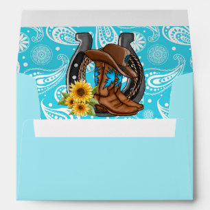 Cowgirl Boots Sunflowers Bandanna Hat Envelope