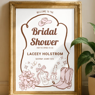 Cowgirl Boots Western Bridal Shower Welcome Sign