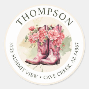 Cowgirl Boots With Flowers Return Address Labels