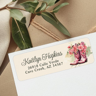 Cowgirl Boots With Flowers Return Address Labels