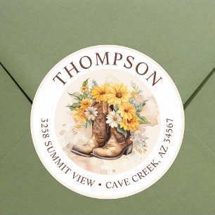 Cowgirl Boots With Flowers Return Address Labels