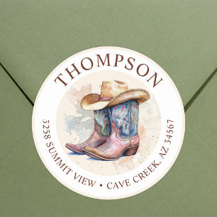 Cowgirl Boots With Hat Return Address Label