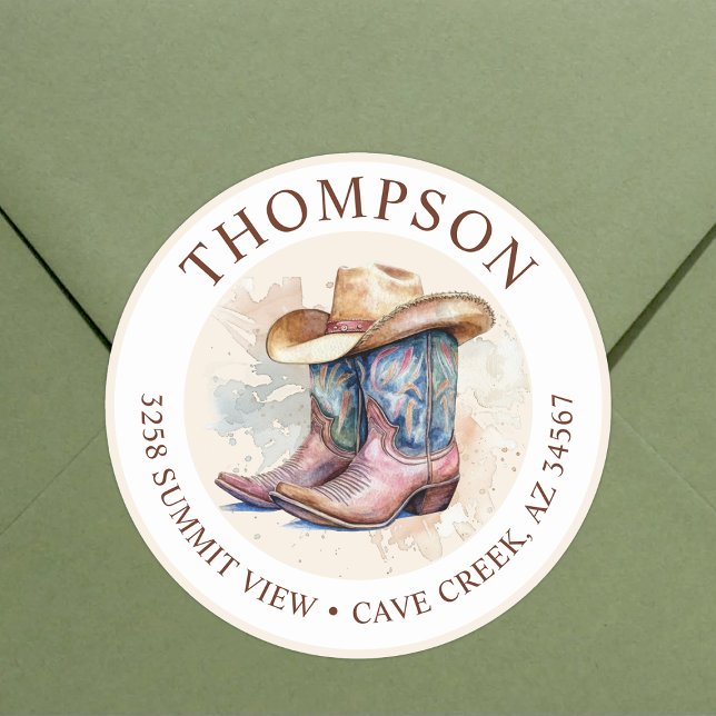 Cowgirl Boots With Hat Return Address Label (Creator Uploaded)