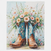Cowgirl Bouquet Fleece Blanket | Western Home