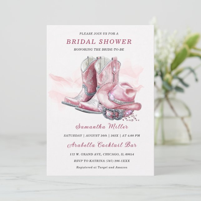 Cowgirl Bridal Shower Party Designs Invitation (Standing Front)