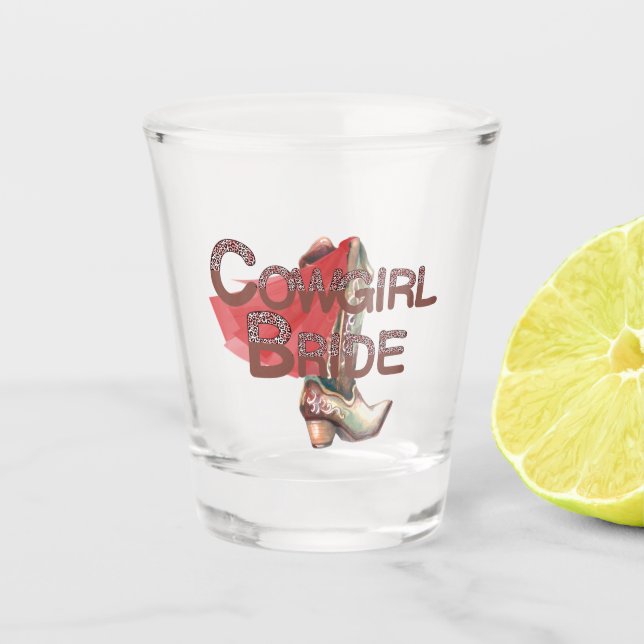 Cowgirl Bride, Bachelorette Party Shot Glass (Front)