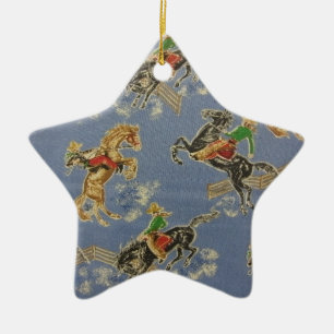 Cowgirl Bronc Rider Ceramic Tree Decoration