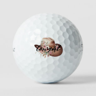 Cowgirl Brown White Cowhide farm western animal Golf Balls