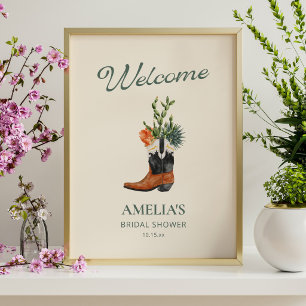 Cowgirl Cactus Bridal Shower Welcome Aesthetic Poster