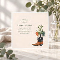 Cowgirl Cactus Watercolor Bridal Shower Aesthetic