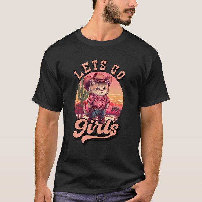 Cowgirl Cat Let's Go Girls Howdy Western Cowgirl T-Shirt (Front)