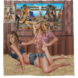 COWGIRL CATFIGHT WRESTLING #2 SHOWER CURTAIN
