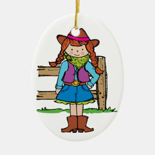 Cowgirl Ceramic Tree Decoration
