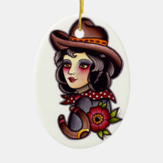Cowgirl Ceramic Tree Decoration