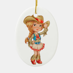 Cowgirl Ceramic Tree Decoration