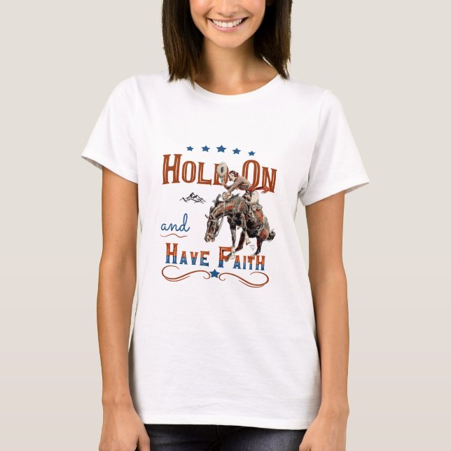 Cowgirl Christian T-Shirt, Bucking Horse T-Shirt (Front)