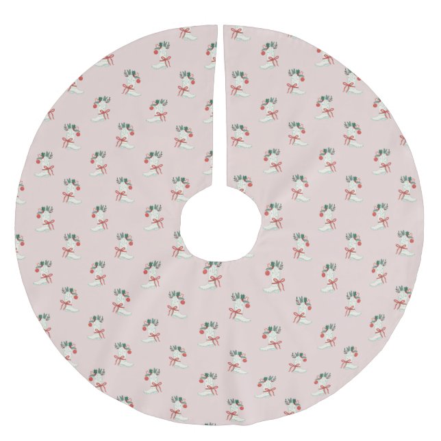 Cowgirl Christmas Boot Pattern Tree Skirt (Front)
