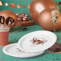 Cowgirl Christmas Floral Bull Sugar Skull