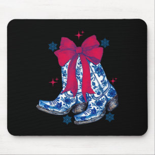 Cowgirl Christmas Funny Coquette Bow Boots Gift Me Mouse Mat