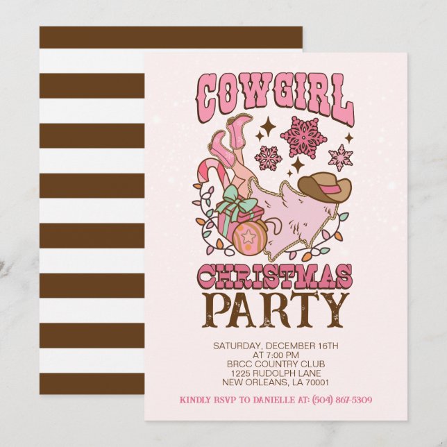 Cowgirl Christmas Party Invitation (Front/Back)