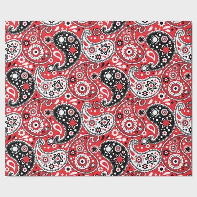 Cowgirl Christmas Red Paisley Country Western Wrapping Paper (Seam)