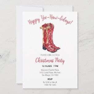 Cowgirl Christmas Watercolor Invites