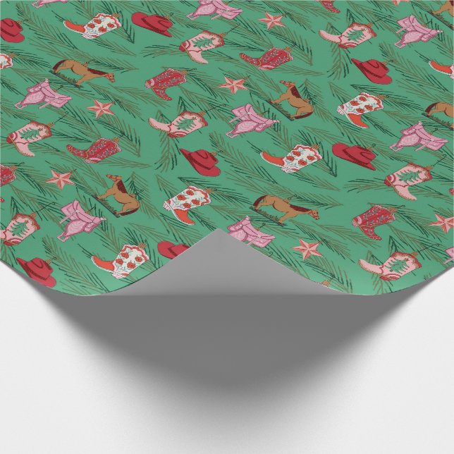 Cowgirl Christmas yeehaw Wrapping Paper (Corner)