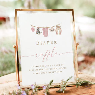 Cowgirl Clothesline Baby Shower Diaper Raffle Sign