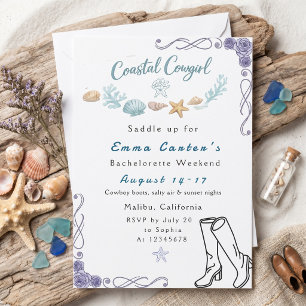 cowgirl coastal Bachelorette Week party Invitation