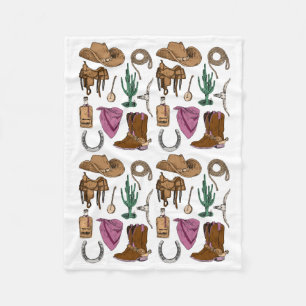 Cowgirl Collage Cozy Blanket - Western, Pink, and 